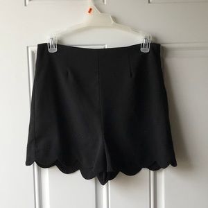 Black scalloped shorts